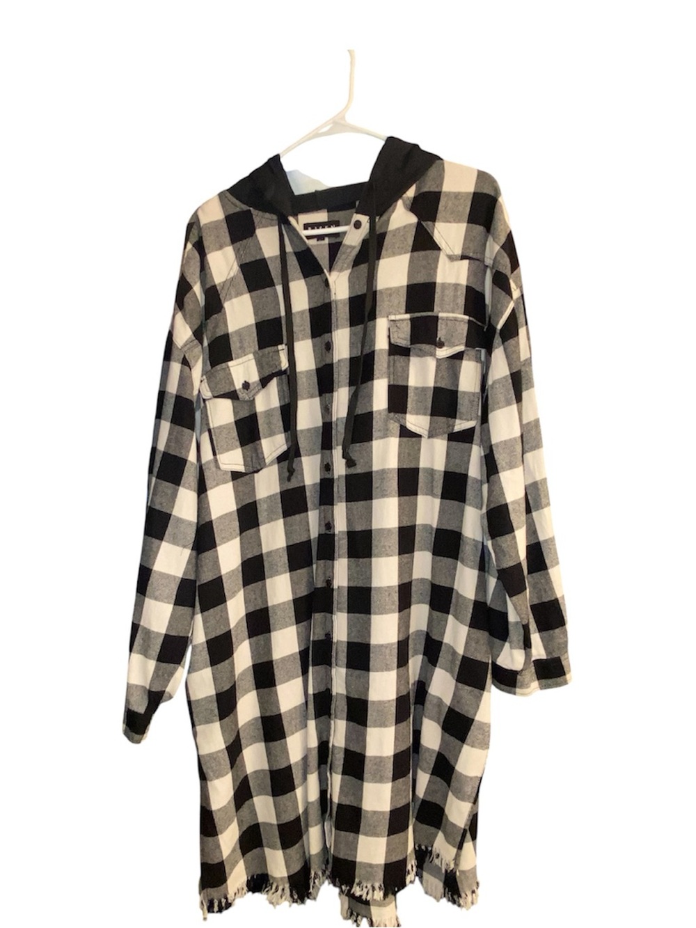 RISEN Riding Shotgun Plaid Hooded Shacket Shirt Dress 2XL